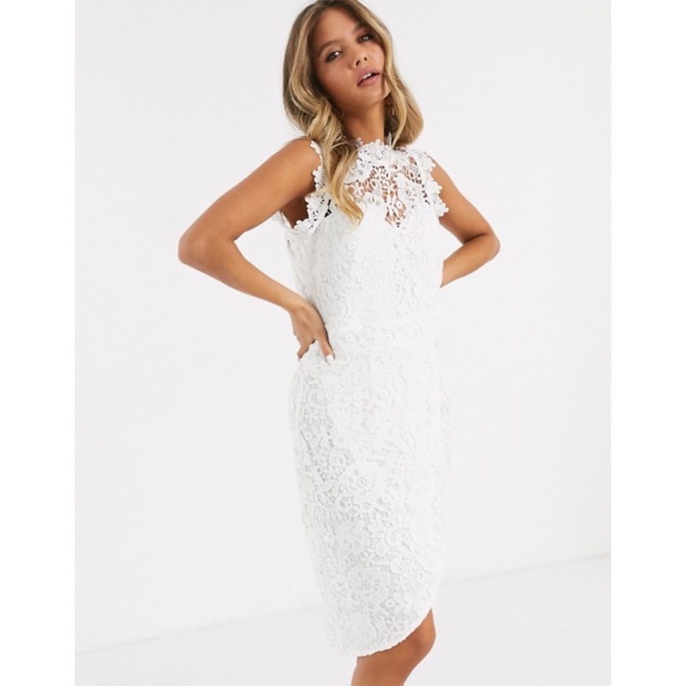 Paper Dolls Lace Shirt Dress Top Paper Dolls Lace Wrap Midi Pencil Dress In  Oyster Grey